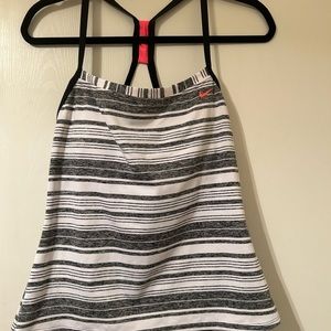 Nike Gray and White Striped Racerback Swim Tankini Top Women's Size 12